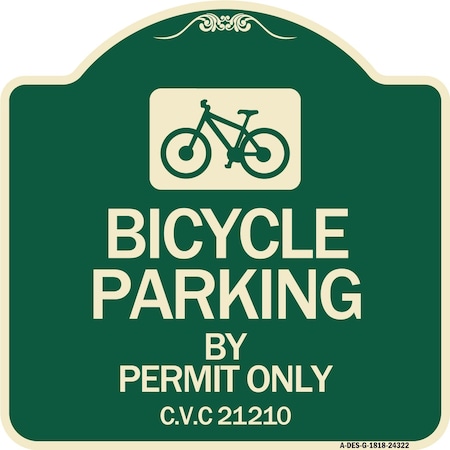 Bicycle Parking By Permit Only C.V.S. 21210 Heavy-Gauge Aluminum Architectural Sign